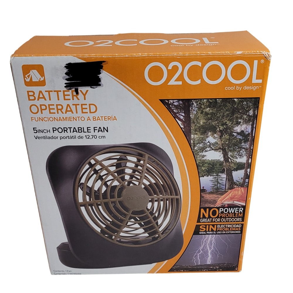 O2COOL 5 Inch Portable Fan Battery Operated Khaki NEW FD05006 2-Speed Tilt